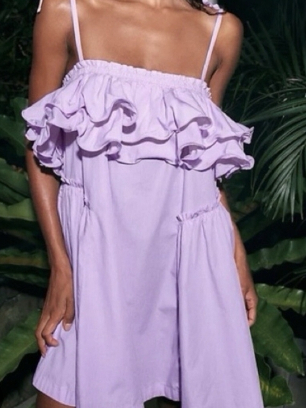 Free People Lilac Ruffle Strap Mini Dress